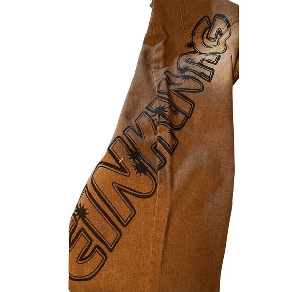 FASHION Jeans Mens Size 28" Waist Brown Baggy Y2K Grafitti Korean Streetwear NWT - Picture 5 of 10